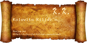 Kolovits Kilián névjegykártya